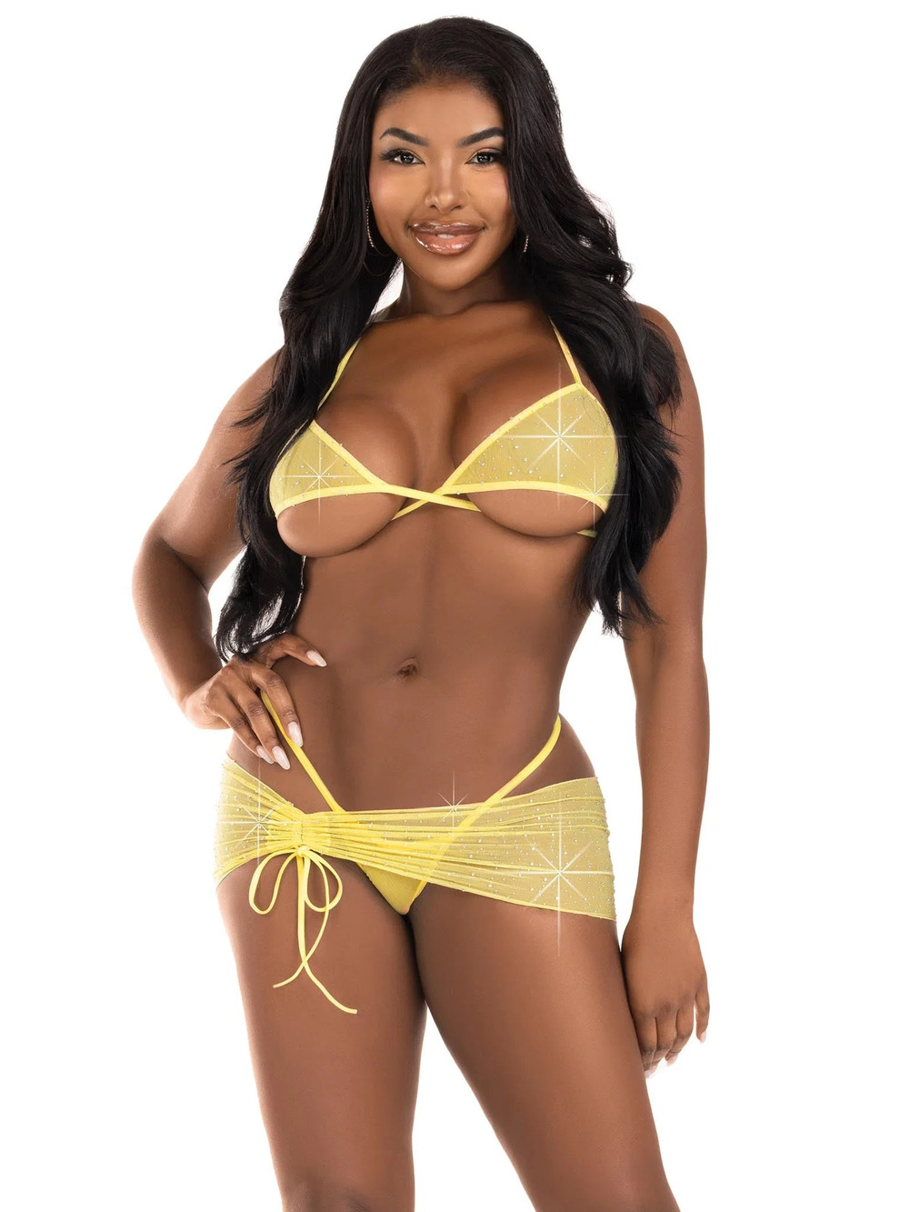 leg Avenue - Island Vibes Sarong and Bikini Set - BABY YELLOW